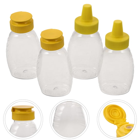 Hytrove 4-Pack Orange Plastic Ketchup and Mustard Bottles for Home Cooking, Leak-Proof Condiment Dispensers to Avoid Waste