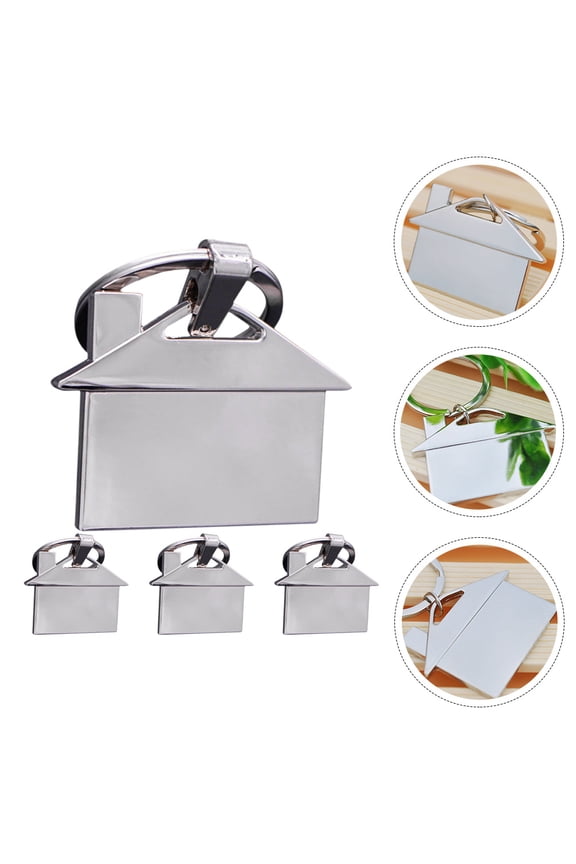 4-Pack Metal House Shaped Keychains Color Key Decoration Accessories