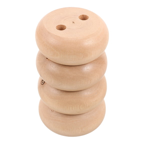 Hytrove 4 Pcs Natural Beige Hardwood Round Bun Feet, Wood Furniture Legs for Sofa, Chair, Cabinet Replacement Support Parts
