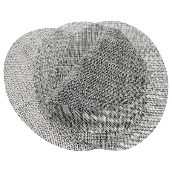 Hytrove 4Pcs Place Mat Grey Oval PVC Anti-slip Stain-resistant Insulated Washable Heat Protection for Daily Dining