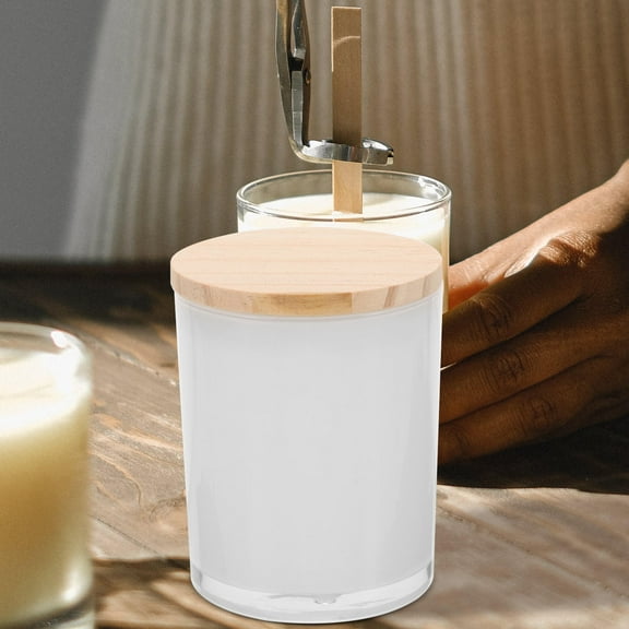 Hytrove 4Pcs Small Glass Containers with Lids Scented Candle Holder Diy Supplies Romantic Design
