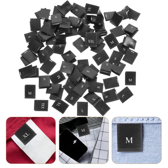 Hytrove 500Pcs Black Webbing Size Labels for Garment Tagging in Sewing and Quilting