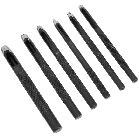 Hytrove 6Pcs Hollow Hole Punch Set Steel Black Sturdy Construction for for Home Use and Crafts
