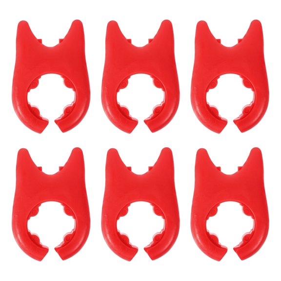 Hytrove 6-Pack Silicone Pot Clips and Spoon Holders, Red Non- Kitchen Utensil Rests with Air Circulation Design