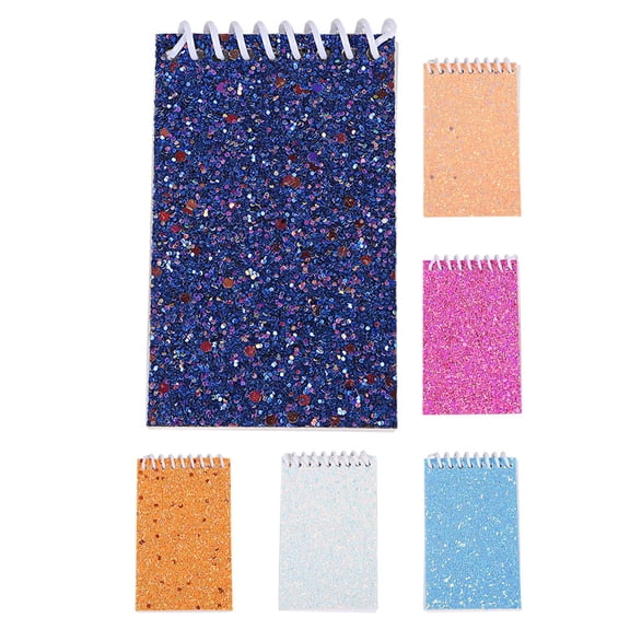 Hytrove 6-Pack Portable Pocket Notepads with Stylish Sequin Cover and Blank Pages for Notes and Sketching