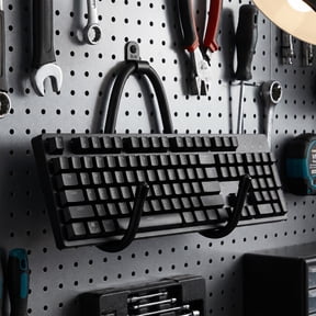 Hytrove 8Pcs Gaming Keyboard Mouse Wall Mount Black Organizer Shelf with Cable Management