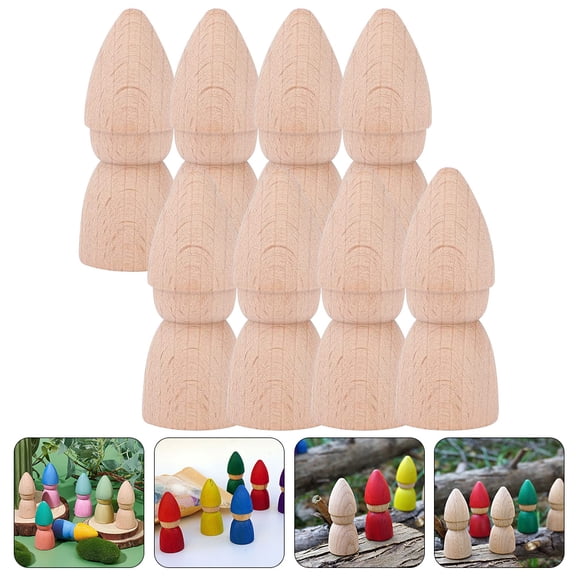 Hytrove Smooth Surface Wooden Peg Dolls Light Brown 8Pcs Diy Painting Craft