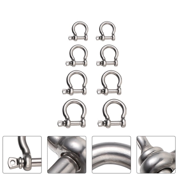 Hytrove 8Pcs Sturdy Metal Shackle Lock D Shaped Shackles for Winch Towing and Load Handling