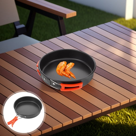 Hytrove Aluminum Camping Pan, Durable Nonstick, Multifunctional Design, Ergonomic Foldable Handle