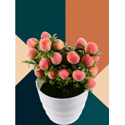 Hytrove Artificial Potted Peach Tree, Mini Faux Plant Bonsai, Fake Fruit Ornament for Desktop Home Office Decor, Table Centerpiece