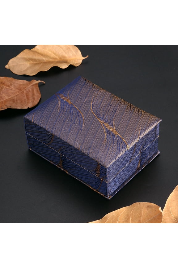 Blue Pendant Jewelry Box with Plush Interior Dustproof Scratch Resistant Durable Lid