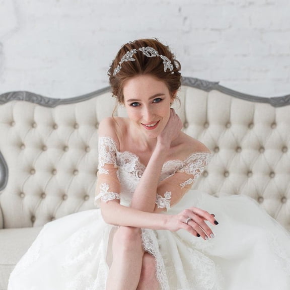 Hytrove Bridal Headpiece Rhinestone Mesh Headband 1Set Elegant Modern Style For Brides Bridal Updos