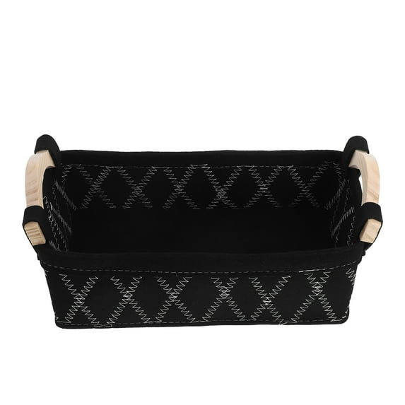 Hytrove Stylish Rectangle Storage Bins with Wooden Handles for Craft Supplies, Snacks, and Soft Materials Organizer