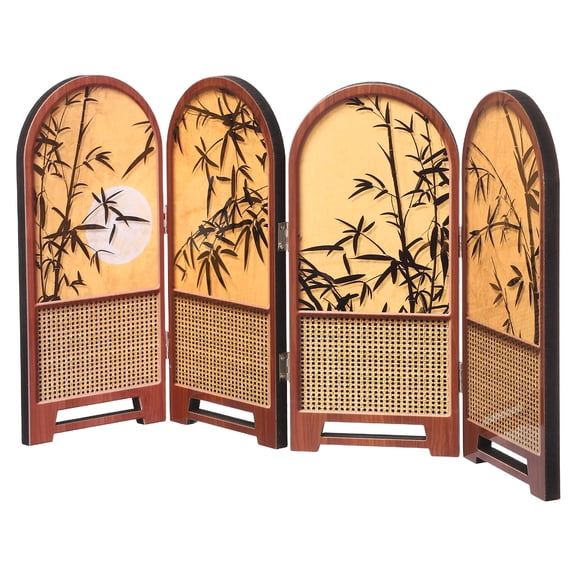 Hytrove Chinese Style Desktop Folding Screen with Classic Bamboo Pattern for Elegant Tabletop Decoration