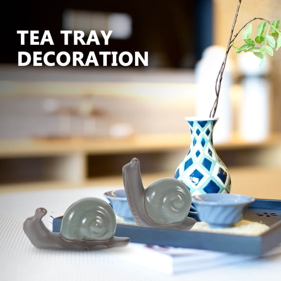 Hytrove 2pcs Ceramic Snail Figurine Retro Tea Table Decor for Desktop Display