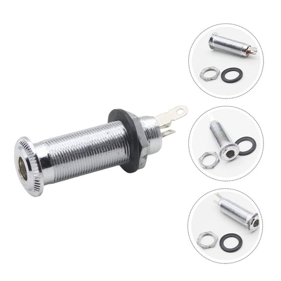 Hytrove Cylinder Electric Guitar Jack Plated Silver Metal Input Socket for Bass and Electric Guitar