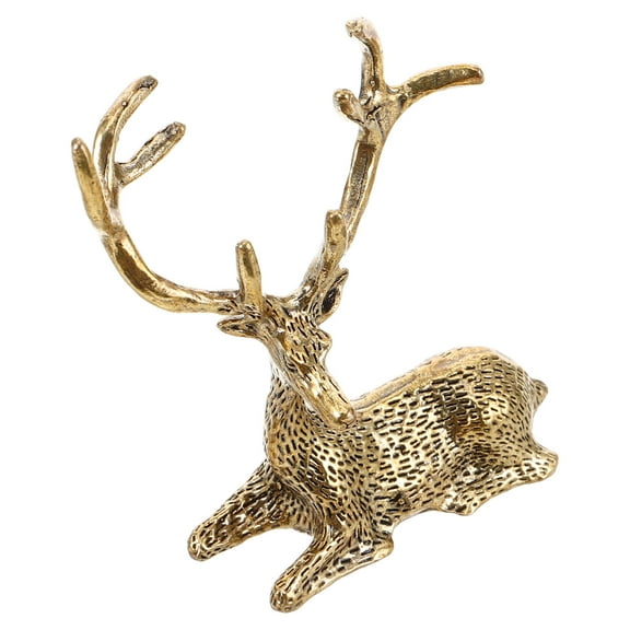 Hytrove Decorative Elk Model Elk Ornaments Golden Traditional Style Office Decor 1Pack