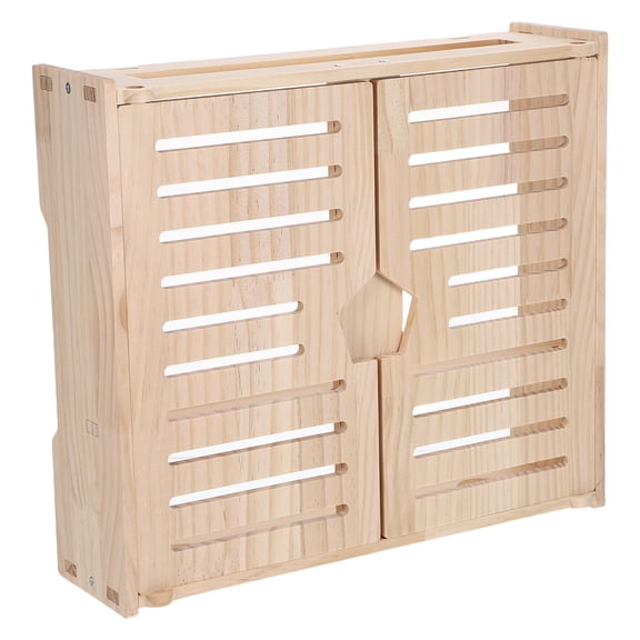 Hytrove Wooden Router and Modem Storage Box with Cable Management in Light Yellow