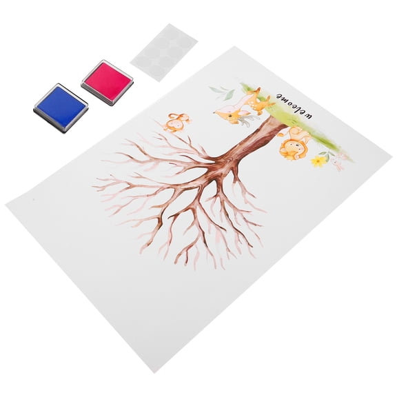 Hytrove Multicolor Fingerprint Tree Guestbook Sign, Plastic Gender Reveal Party Game, Shower Decorations, Supplies and Decor