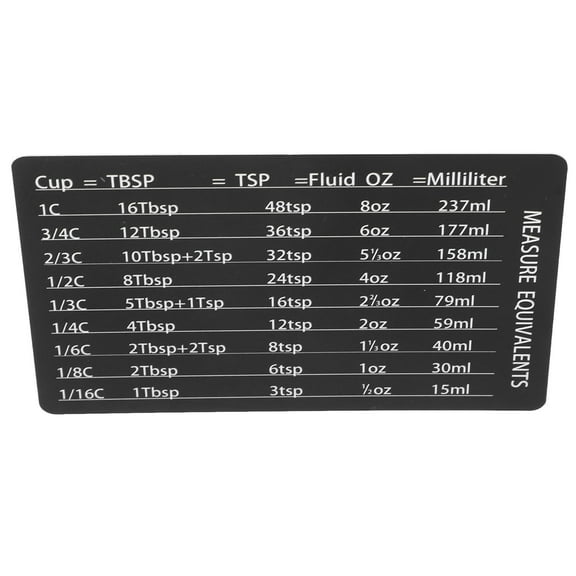Hytrove Fridge Measurement Magnet Black PVC Conversion Chart for Home Cooking 1Pcs