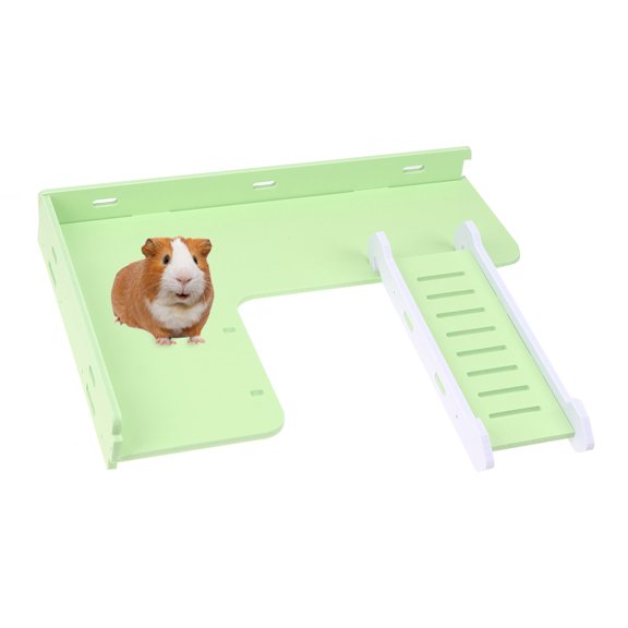Hytrove Green Wood Hamster Stand Platform, Small Animal Habitat Decor for Gerbil Mouse Cage Accessories