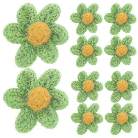 Hytrove Green Yarn Flower Decorative Patches for Clothing DIY Projects 10Pcs