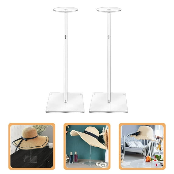 Hytrove Hat Stand For Desktop 2Pcs With Cylindrical Shape And Acrylic Material For Hat Display