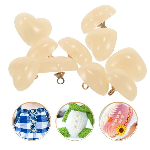 Hytrove Heart Shaped Buttons 10Pcs Light Yellow Resin for Sewing and Diy Projects