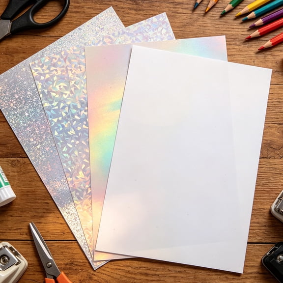 Hytrove Holographic Vinyl Decals Sticker Paper for Crafts with Waterproof Self Adhesive Durable A4 Sheets