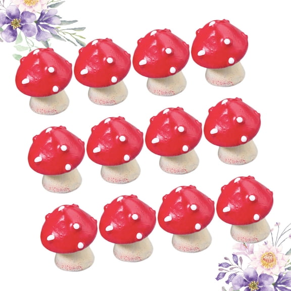 Hytrove House Decor Living Room 12Pcs Red Plastic Mushroom Shaped Adornment