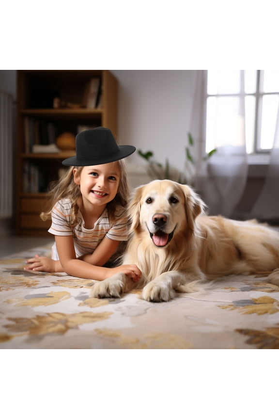 Kids Stage Performance Cap Black Felt Comfortable Wear for Teenagers 1Pcs