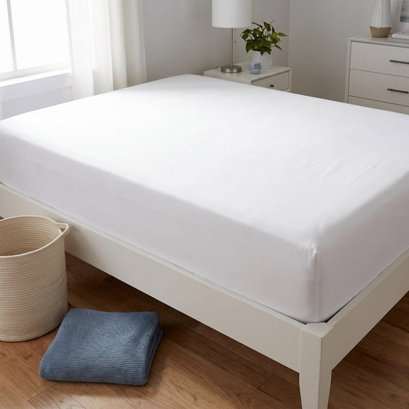 Hytrove King Flat Top Sheet White Polyester Solid Bedding Layer for Bed
