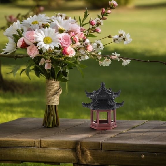 Hytrove Miniature Bonsai Accessories Vintage Miniature Building Plastic Zen Garden Style For Home Decor 1Set