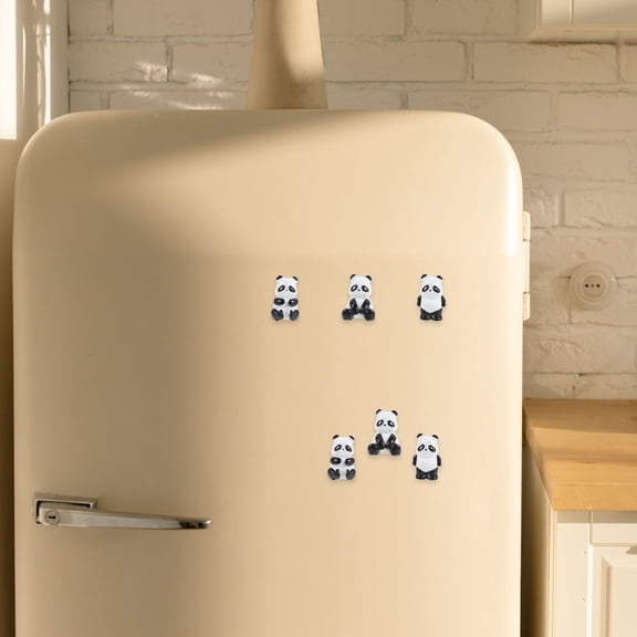 Hytrove Miniature Panda Figures 5Pcs Tiny Animals White Plastic Resin Fridge Magnet Accessories