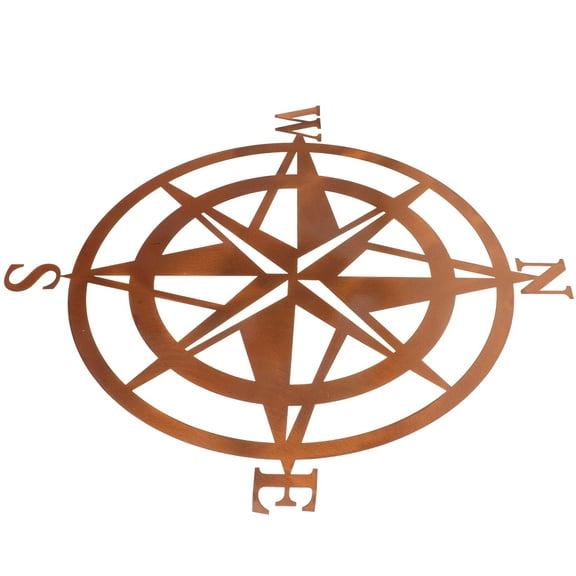 Hytrove Light Brown Compass Wall Decor 1Pack 11In