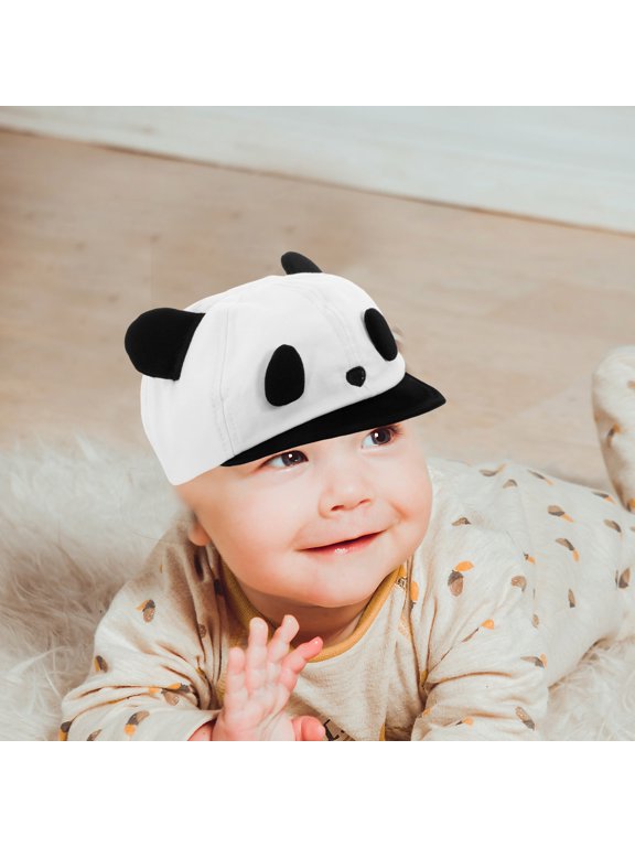 Baseball Cap Cotton Panda Design White Sun Hat 1 Piece Comfortable Headwear