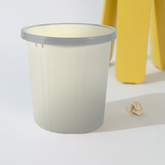 Hytrove Beige Plastic Waste Basket, PP Trash Can, Water Rinseable, Ideal for Bedroom, Bathroom, or Home Use, 1 Piece