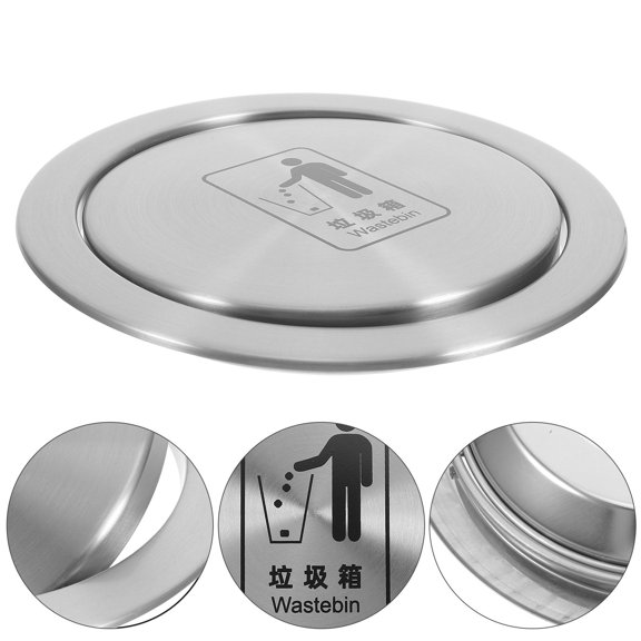 Hytrove Plated Silver Embedded Trash Chute Lid for Office Kitchen and Bathroom Countertop Use