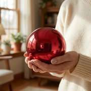 Hytrove Dark Red Stainless Steel Gazing Ball, Polished, Reflective Garden Decor