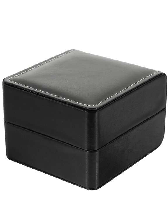 Portable Black PU Watch Box Single Storage and Display for Home Convenience