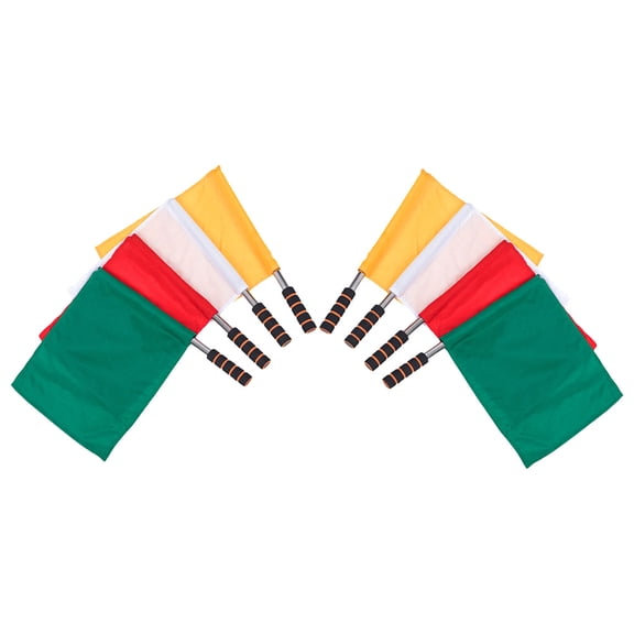 Hytrove Portable Commanding Referee Flags for Outdoor Use Vibrant Assorted Color Polyester Cotton Stainless Steel 8pcs