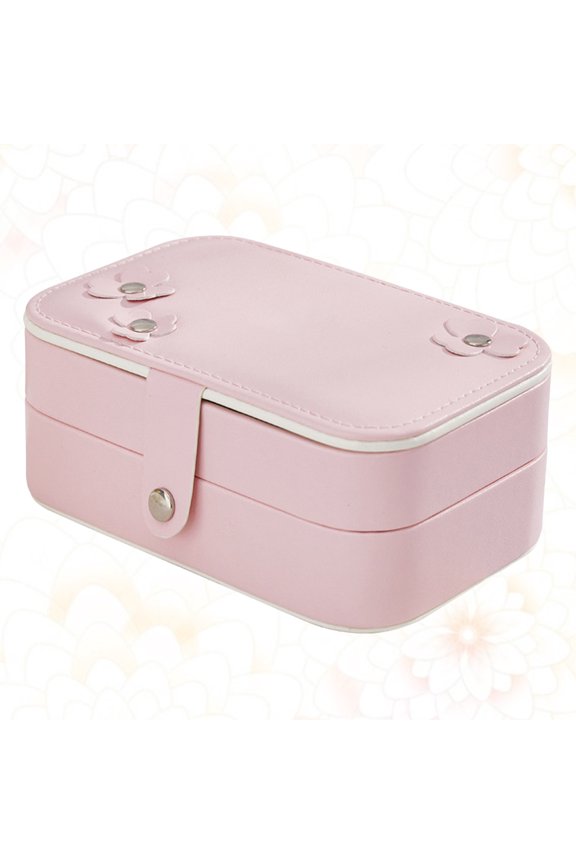 Portable PU Jewelry Organizer Box with Retro Design, Double Layer Storage for Necklaces, Bracelets, and