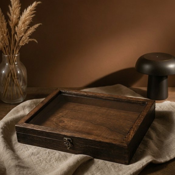 Hytrove Protective Specimen Display Box, Wooden Case with Transparent Lid for Insects and Keepsakes