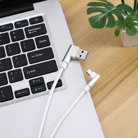 Hytrove Right Angle Micro USB Cable L Shaped Data Transfer Charger Cord for Universal Users 1Pcs White