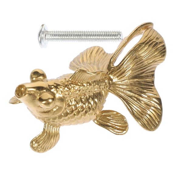 Hytrove Round Kitchen Cabinet Knobs Goldfish Design Brass Drawer Knobs Lightweight (1pc)
