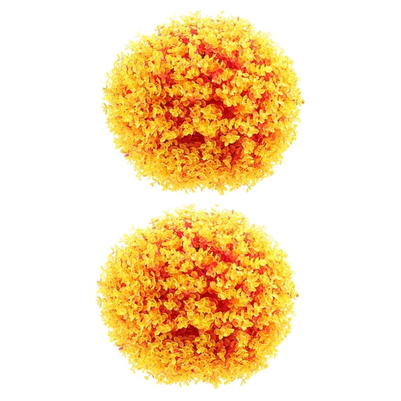 Hytrove Round Topiary Balls for Pots 11.8x11.8in Orange Plastic for Home Decor and Festival Decor 2Pcs