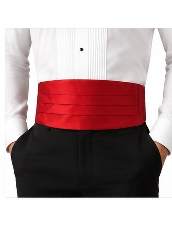 Solid Color Cummerbund Red Satin with Comfortable Waist Fit for Office Formal Meeting