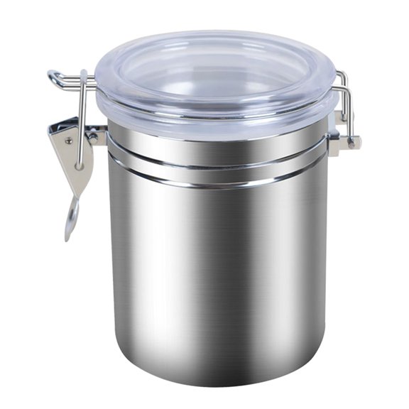 Hytrove Stainless Steel Coffee Canister Round Container Light Grey 1 Piece Storage