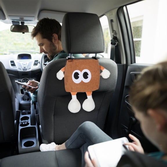 Hytrove Trashcan for Car 1Set Rectangular Shape Cord and Velvet Material
