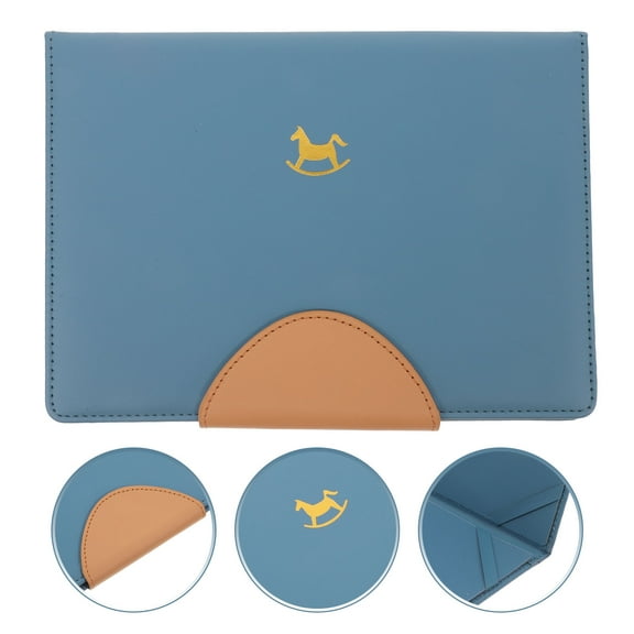 Hytrove Soft PU Birth Certificate Cover Blue Document Holder with Multifunctional Design